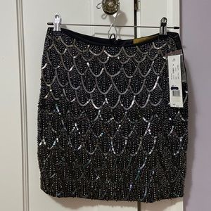 NWT Nicole Miller Sequin Leather Skirt